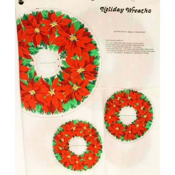 VTG Spring Mills Patten 470 Christmas Holiday Poinsettia Wreath Fabric Cut & Sew - Picture 1 of 6